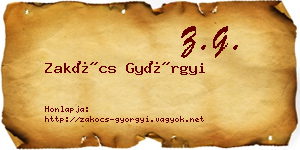 Zakócs Györgyi névjegykártya